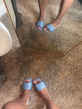 Womens Blue Slide Sandals - Classic Casual Slip-On